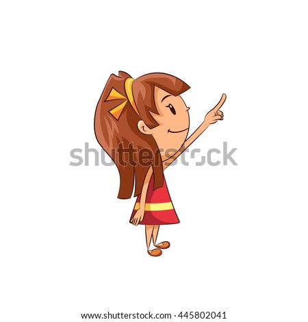 Girl Pointing Up Vector Illustration Stock Vector 445802041 - Shutterstock