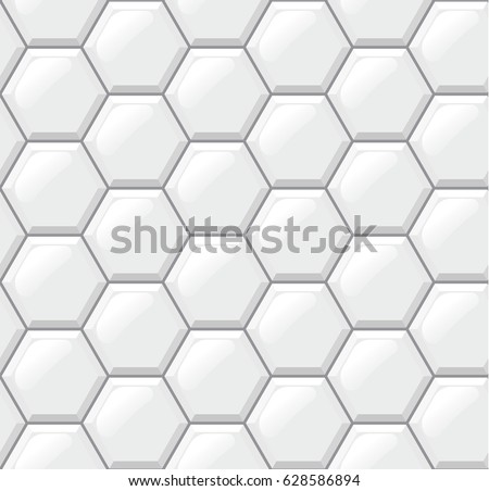 White Tiles Floor Hexagons Realistic Seamless เวกเตอร์สต็อก 628586894