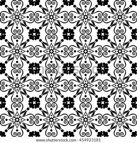 Decorative Monochrome Tile Pattern Design Vector Stock Vector 514825138 ...