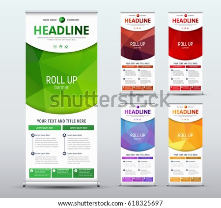 design roll banner standard size template stock vector 618325697 standard brochure size