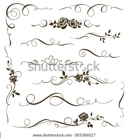 vector set floral calligraphic elements dividers stock vector set floral calligraphic elements dividers stock