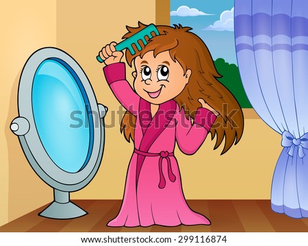 Girl Combing Hair Theme 2 Eps10 Stock Vector 299116874 - Shutterstock