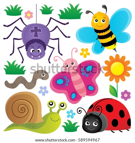 Spring Animals Insect Theme Set 3 Stock Vector 589594967 ...