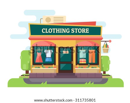 Clothing Store Boutique Facade Store Landscape Stock Vector (Royalty