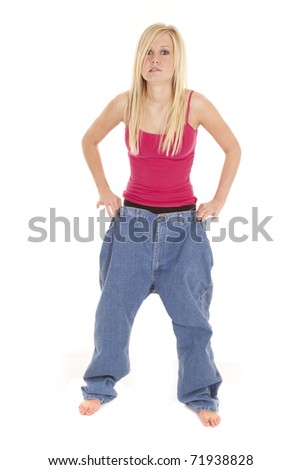 Woman Big Pants Falling Down Standing Stock Photo 71938540 - Shutterstock