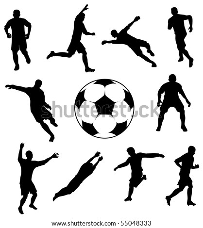 Collection Soccer Players Different Positions Vector Stock Vector ...