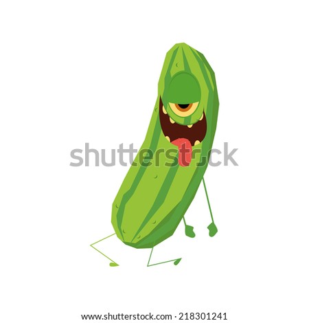 an isolated weird happy cucumber on a white background