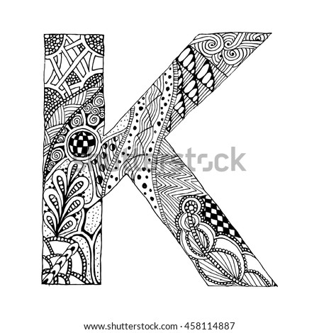 Download Zentangle Stylized Alphabet Letter K Doodle Stock Vector ...