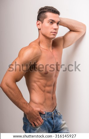 Download Side View Young Muscular Man Jeans Stock Photo (Edit Now ...