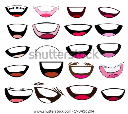 Cartoon Mouths Collection Vector Set Stock Vector 198416204 - Shutterstock