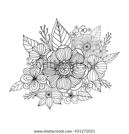 Hand Drawn Boho Tattoo Blackwork Flower Stock Vector 487128463 ...