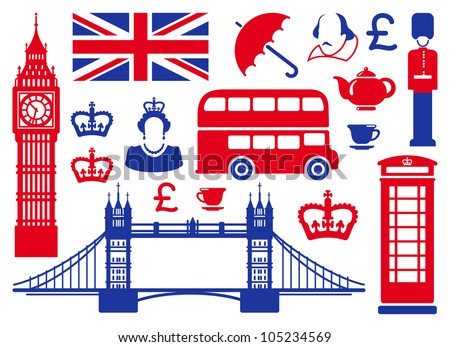 Flag England Symbols United Kingdom London Stock Vector 110201744 ...