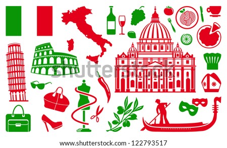 symbols italy italian traditional vector culture shutterstock represent customs national preview logo
