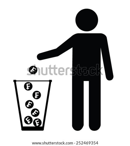 Person Throwing Franc Currency Away Trash Stock Vector ...