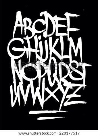 Hand Style Graffiti Font Alphabet Vector Stockvector 228177517