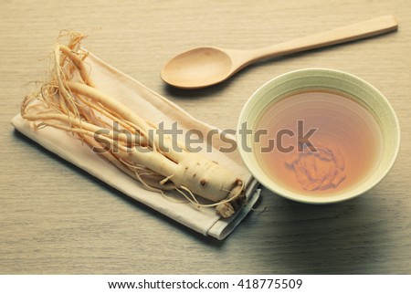 Ginseng tea , The concept of healthy drink - vintage filter.