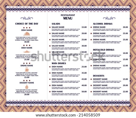 Restaurant Menu Design Template Layout Logo 스톡 벡터 271289132 - Shutterstock