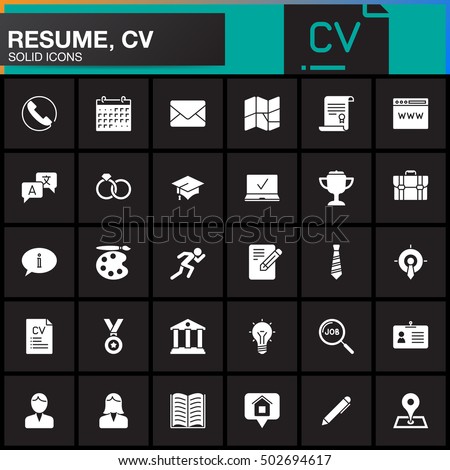 Vector Icons Set Resume Cv Modern Stock Vector 502694617 - Shutterstock