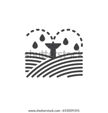 Irrigation sprinklers icon vector, filled flat sign, solid pictogram isolated on white. Symbol, logo illustration. Pixel perfect