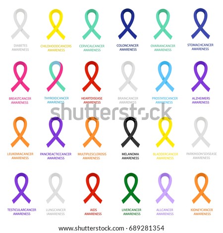 Cancer Awareness Ribbons Elements Collection Flat Stock Vector ...