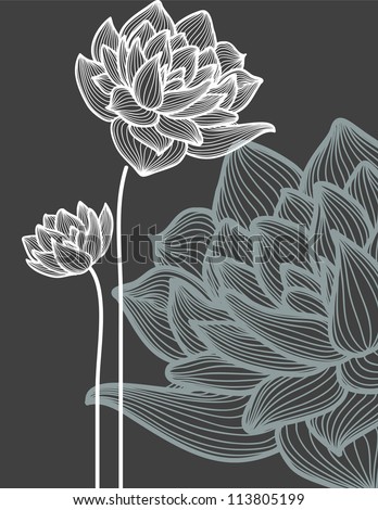 Vector flowers over black background