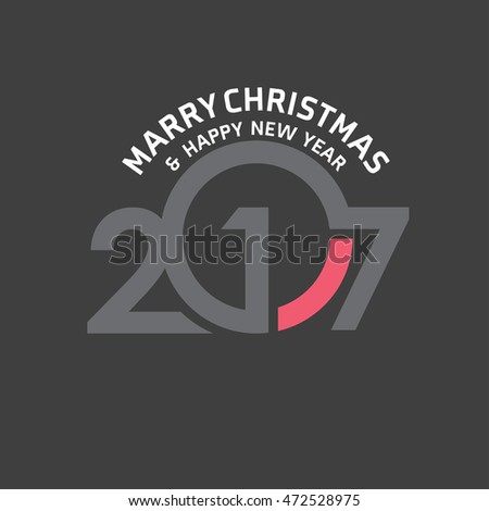 2017 Happy New year typography. Seasons greetings. merry christmas and happy new year Pink and Gray typography background. vector illustration