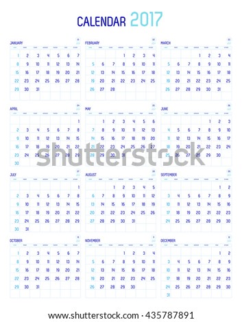 vector calendar 2017 year 12 month ベクター画像素材 435787891