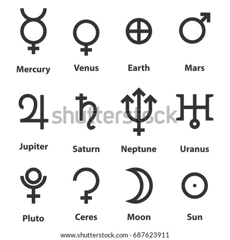 Zodiac Astrology Symbols Planets Stock Illustration 687623911 ...