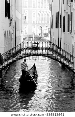 Gondola in venice black and white Gondola in venice black and white
