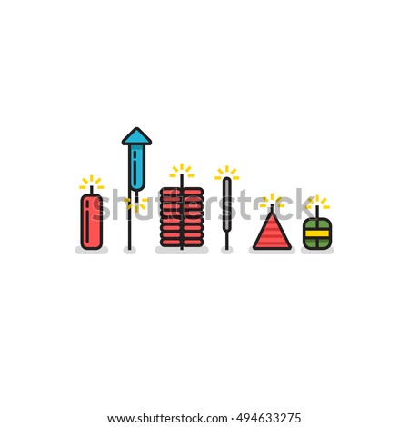 Firecrackers (Line Art in Flat Style Vector Illustration Icon Design)