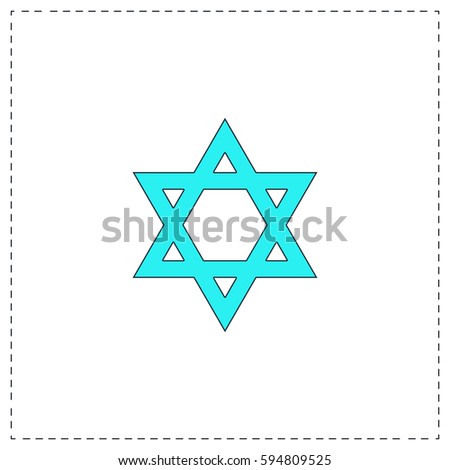 stock vector david star outline vector icon with black editable stroke contour line blue pictogram on white 594809525