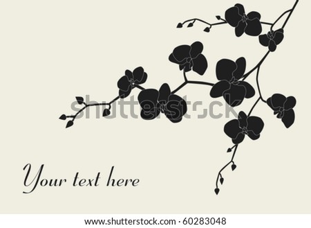 Stylized orchid branch design with copy-space, vector illustration