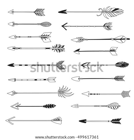 Set Cute Hipster Arrows Hand Drawn Stock Vector 144279484 - Shutterstock