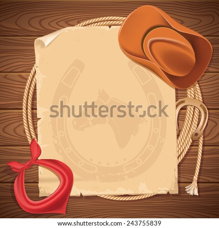 Cowboy Background Rope Frame Western Clothes Stock Illustration ...