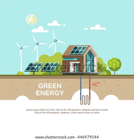 iGreeni Energy iEcoi Friendly Modern iHousei Stock Vector 