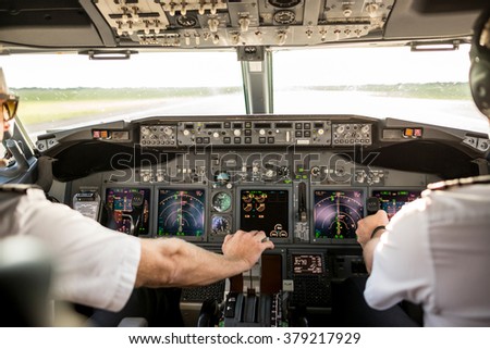 Pilots in cockpit