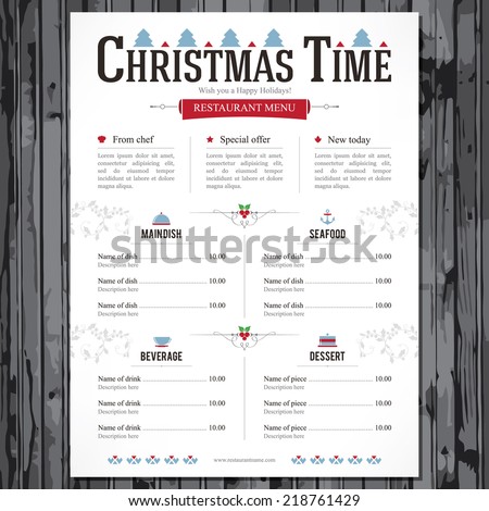 Special Christmas festive menu design