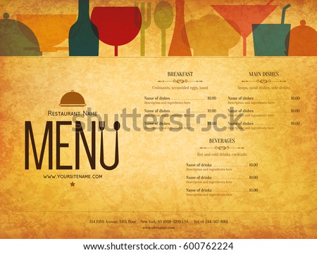 Restaurant Menu Design Vector Brochure Template Vectores 