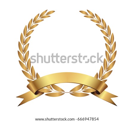 stock vector vector gold laurel wreath laurel wreath with golden ribbon 666947854