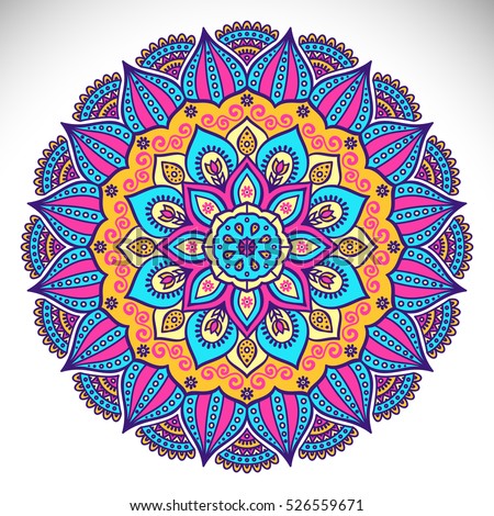 Flower Mandalas Vintage Decorative Elements Oriental Stock Illustration ...