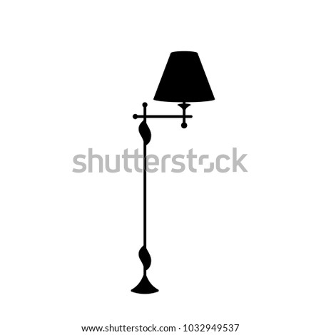  Black Cartoon Floor Lamp Light Icon Stock Vector 