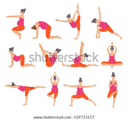 Set Yoga Poses Pregnant Women Prenatal Stock Vector 529713157 - Shutterstock