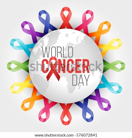 world cancer awareness ribbon background february stock vector