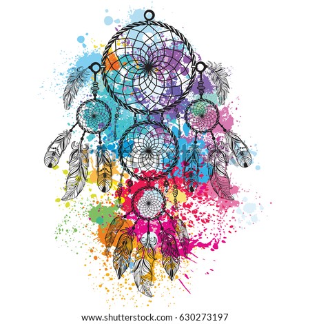 dreamcatcher against background colorful splash stock dreamcatcher against background colorful splash stock