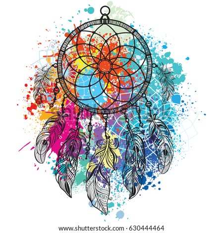 Dreamcatcher Against A Background Of Colorful Splash Dreamcatcher Against A Background Of Colorful Splash