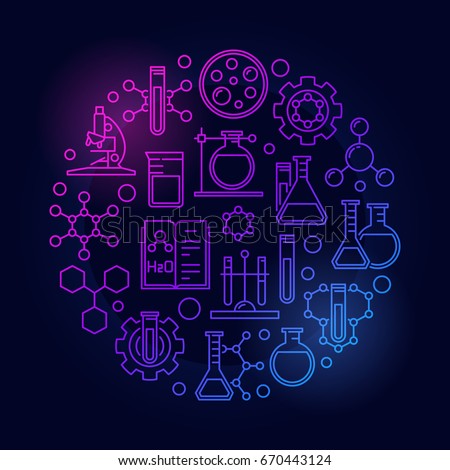 Science Chemistry Colored Symbol Vector Round Stock Vector