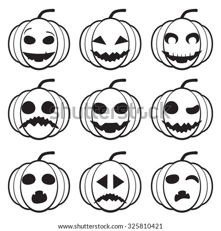 Set Icon Emoji Pumpkin Black Line Stock Vector 478439374 - Shutterstock