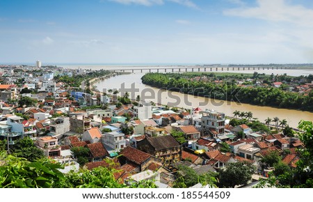 Tuy Hoa city, Phu Yen province, including Da Rang river seeing by Nhan Mountain view
