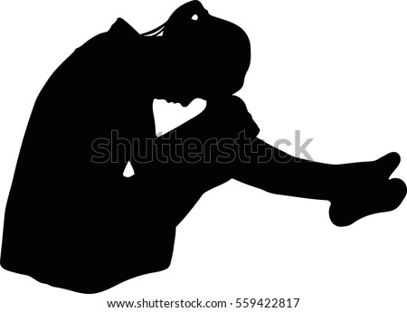 Silhouette Vector Very Sad Woman Sitting Stock Vector 559422817 ...