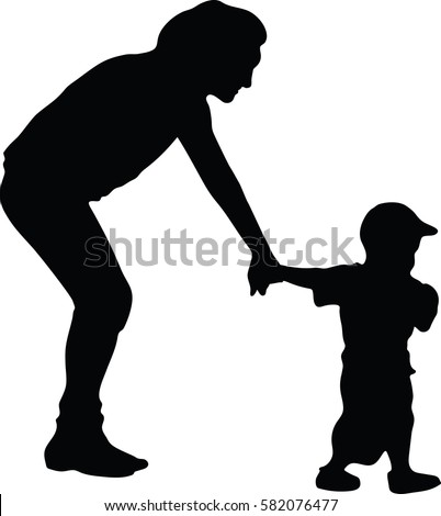 Download Vector Silhouette Mother Son Walking On Stock Vector ...